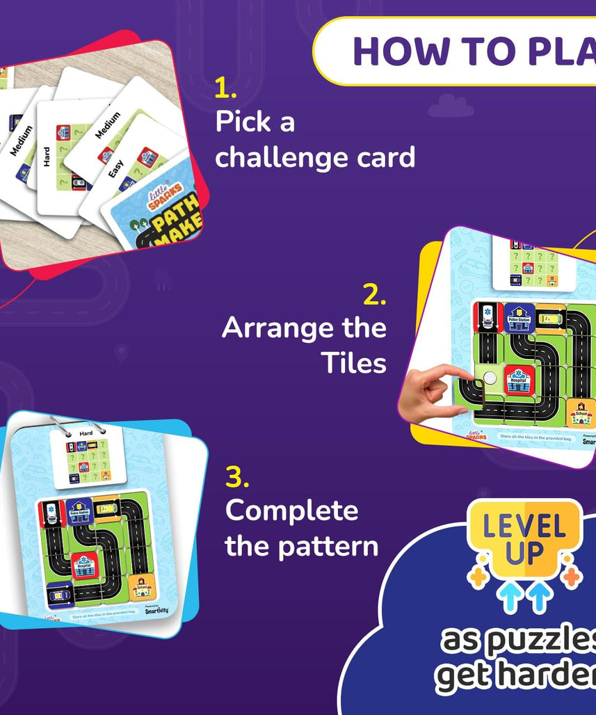 Smartivity Path Maker Brain Puzzle for Kids 4-8 Years Old I Guide Vehicles to Their Destination - 30+ Challenges I Logic & Problem-Solving Puzzle Game for Boys & Girls 4,5,6,7,8 Years