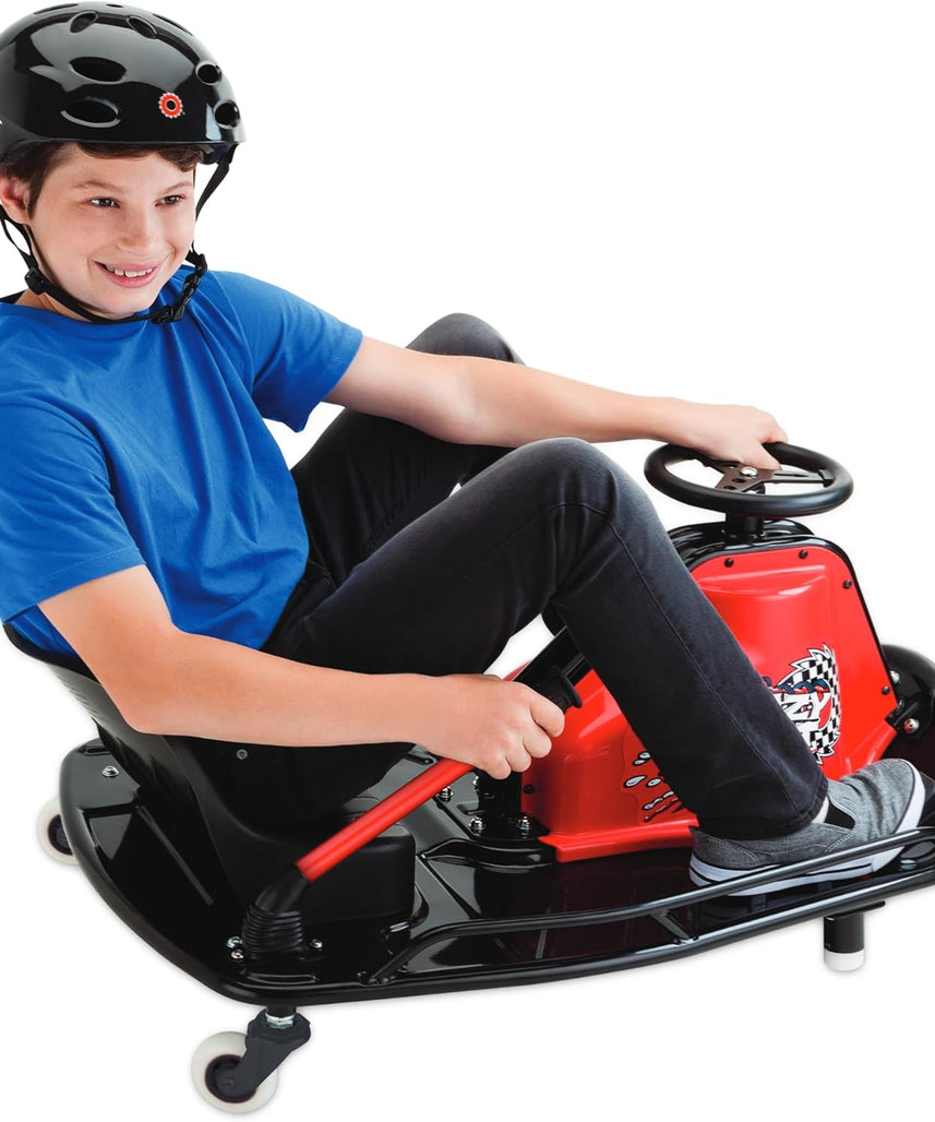 عربة ريزور كريزي كارت جونيور 2.0 - سيارة كارت كهربائية للانجراف للأطفال من سن 9 سنوات فما فوق، سرعات تصل إلى 19 كم/ساعة، مع مقود انجراف، مدة ركوب 40 دقيقة، آلة انجراف مثالية