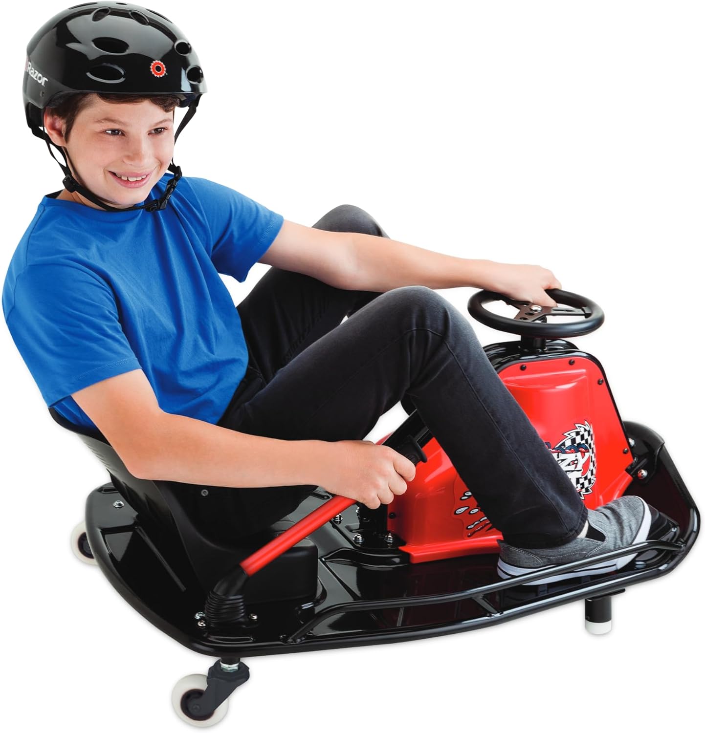 عربة ريزور كريزي كارت جونيور 2.0 - سيارة كارت كهربائية للانجراف للأطفال من سن 9 سنوات فما فوق، سرعات تصل إلى 19 كم/ساعة، مع مقود انجراف، مدة ركوب 40 دقيقة، آلة انجراف مثالية