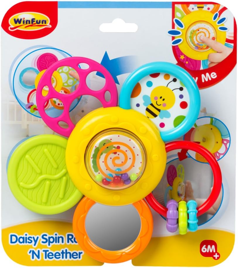 WinFun Press N Spin Flower Rattle & Teether – Ages 6 Months+