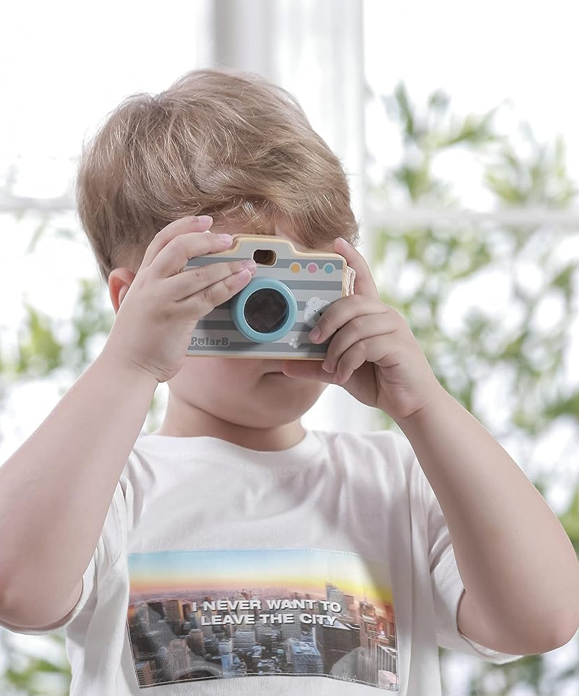 Polarb Pretend Play Wooden Camera Toy For Toddlers Ages 18+ Months