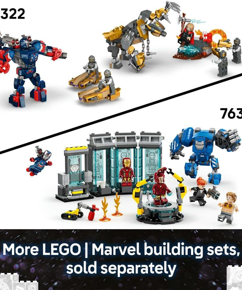 LEGO Super Heroes 76320 Iron Man & War Machine vs Hammer Drones Mech Battle Set for Kids 7+