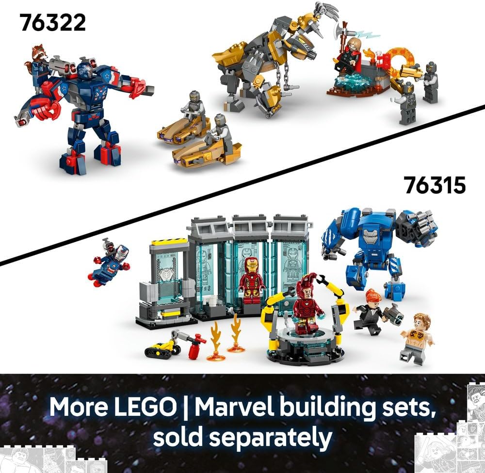 LEGO Super Heroes 76320 Iron Man & War Machine vs Hammer Drones Mech Battle Set for Kids 7+
