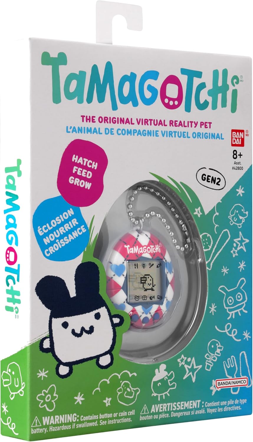BANDAI Tamagotchi Argyle Heart Virtual Pet 42981 Electronic Toy Ideal for Ages 6+ Zoom into Paradise to Surround Your Electronic Pet