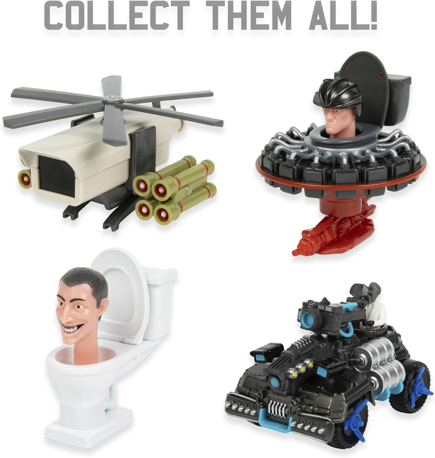 Skibidi Toilet, 1:64 Scale Diecast Collectible Action Figure & Vehicle Toy from Viral YouTube Series, Sci Fi Action Toy for Kids & Collectors, Suitable for Kids Ages 8+ (Camera Attack Helicopter)