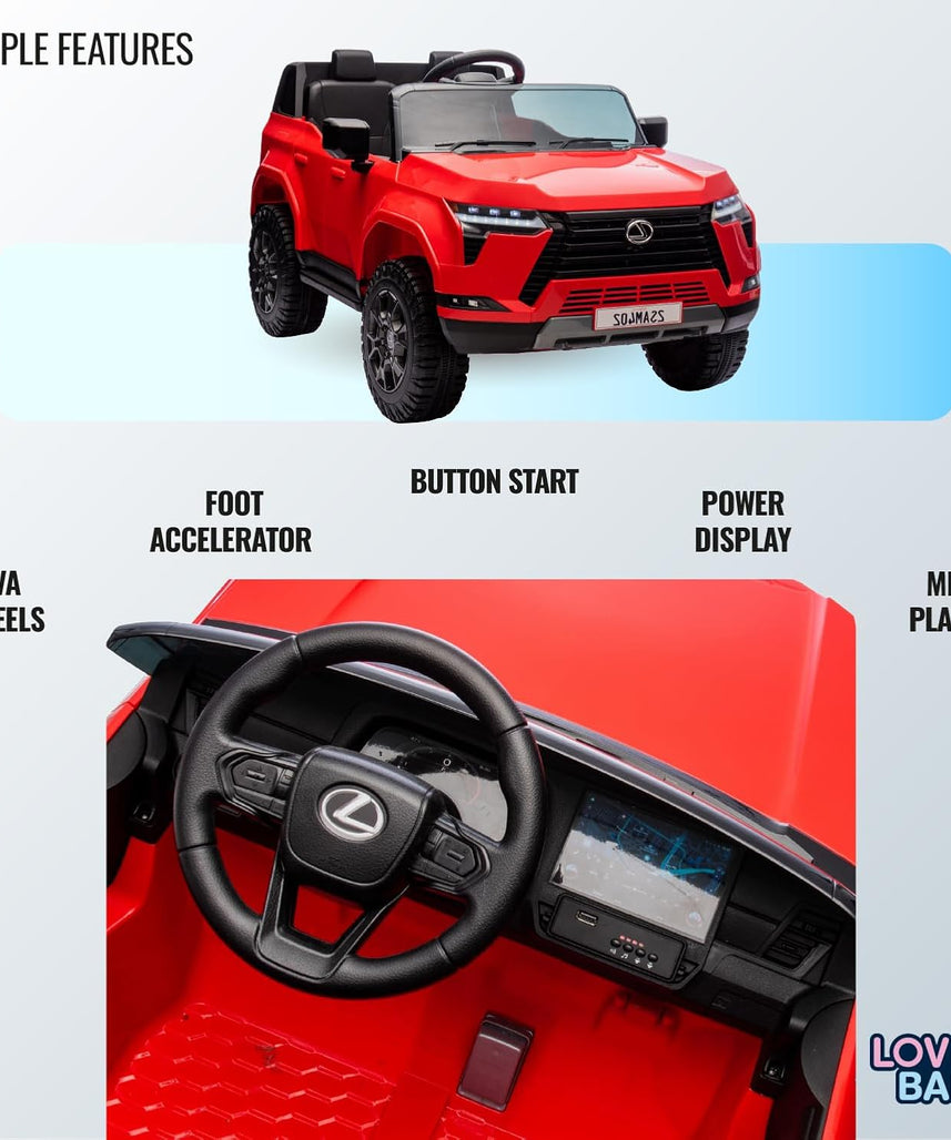 Lovely Baby LB 4002EL Lexus Style Kids Ride-On Car 12V Battery Operated Electric Car with EVA Wheels, LED Lights, Music, Seat Belt, Sit & Drive Vehicle for Boys & Girls 2–6+ Years