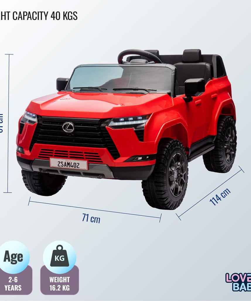 Lovely Baby LB 4002EL Lexus Style Kids Ride-On Car 12V Battery Operated Electric Car with EVA Wheels, LED Lights, Music, Seat Belt, Sit & Drive Vehicle for Boys & Girls 2–6+ Years