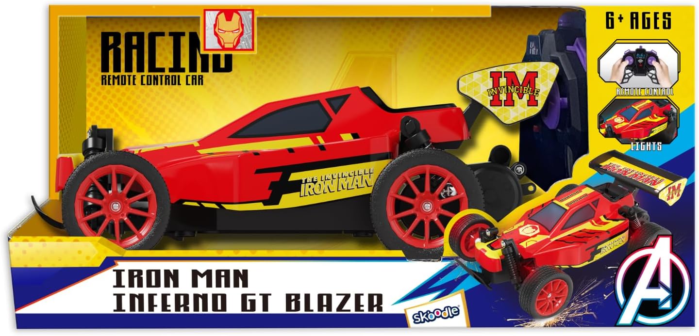 Marvel Iron Man Inferno GT Blazer 2.4 GHz RC Car – Full Function Remote Control Racing Truck with LED Lights, High-Speed Avenger Toy Vehicle for Kids & Collectors, Ages 6+, Official Marvel Merchandise