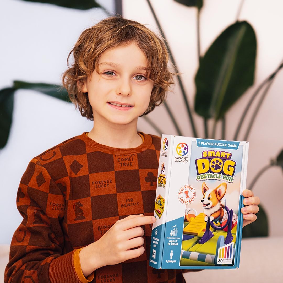 SmartGames Smart Dog Obstacle Course, Brain Teaser Puzzle with 60+ Challenges, STEM Educational Toy for Kids 7+