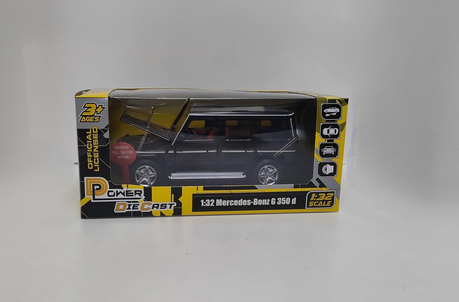 D-Power Mercedes-Benz G350D Die-Cast Model Car – 1:32 Scale, Black, Pull-Back Metal SUV Toy, Ages 3+