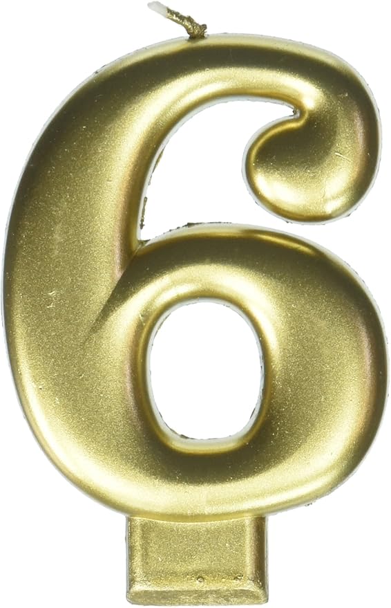 Amscan #6 Metallic Birthday Candle | Gold | Party Supply | 1 piece