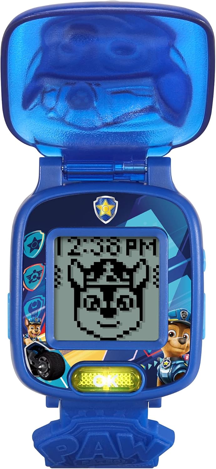 VTech Paw Patrol Movie Chase Learning Watch Interactive Kids Wristwatch with Alarm Timer Stopwatch 4 Learning Games Number Matching Memory Hand Eye Coordination Educational Toy for Children Ages 3-6, Multicolor