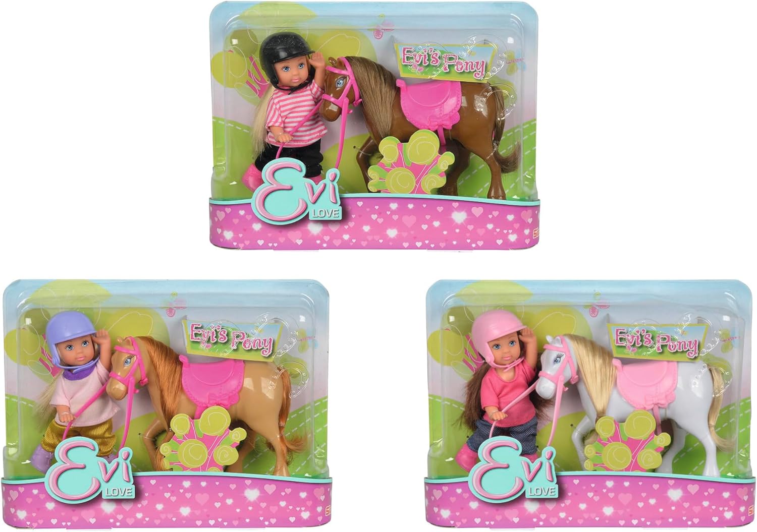 Evi LOVE Doll with Pony and Riding Outfit, 12 cm, Ages 3+