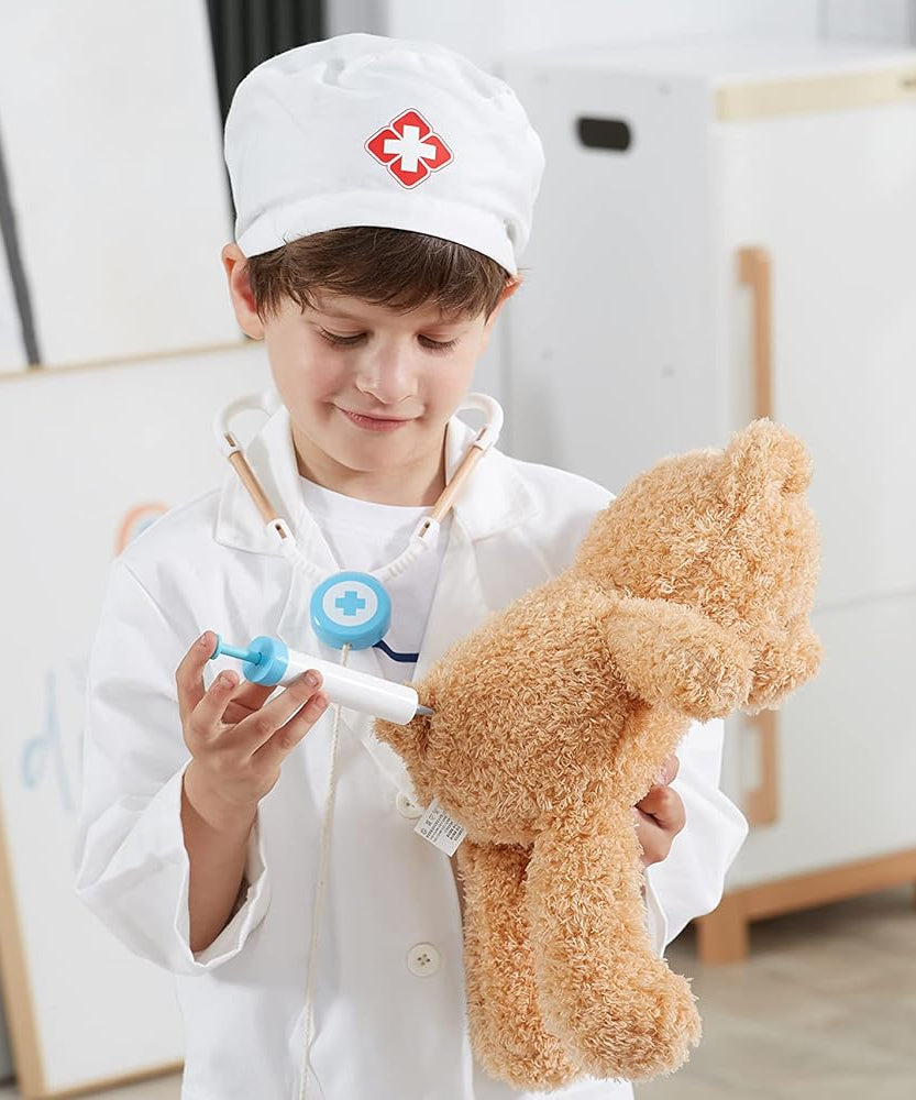 Viga Little Doctor Uniform and Hat Apron for Kids 3+ Pretend Play Costume Multicolor