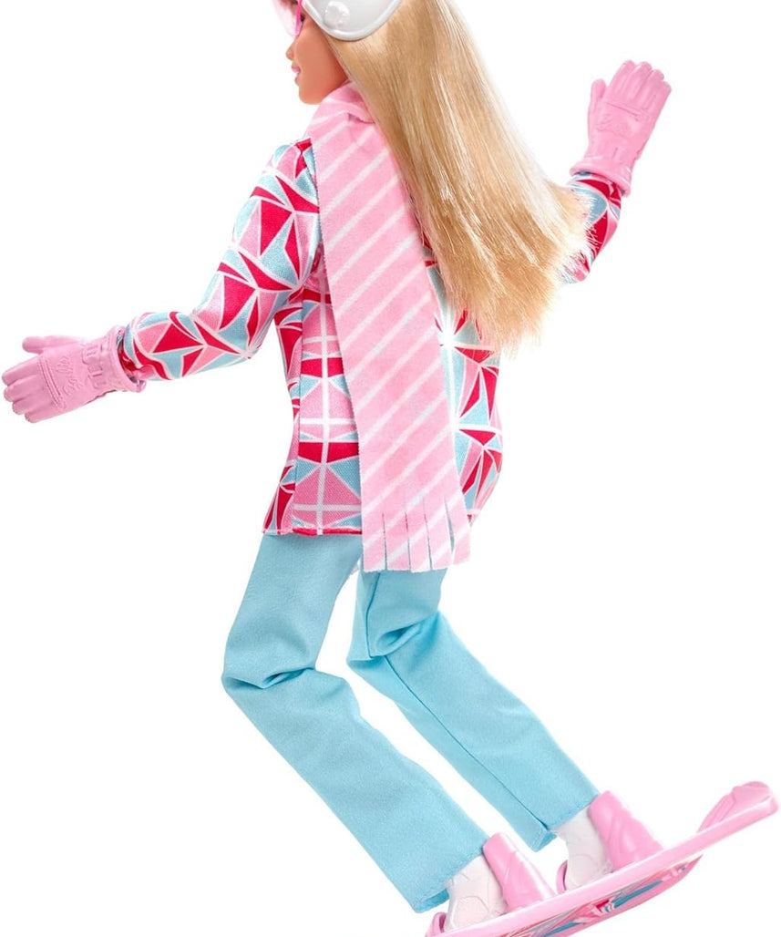 Barbie Winter Sports Snowboarder Doll 12 Inches Blonde with Jacket Pants Scarf Helmet Snowboard and Trophy for Kids Ages 3 and Up