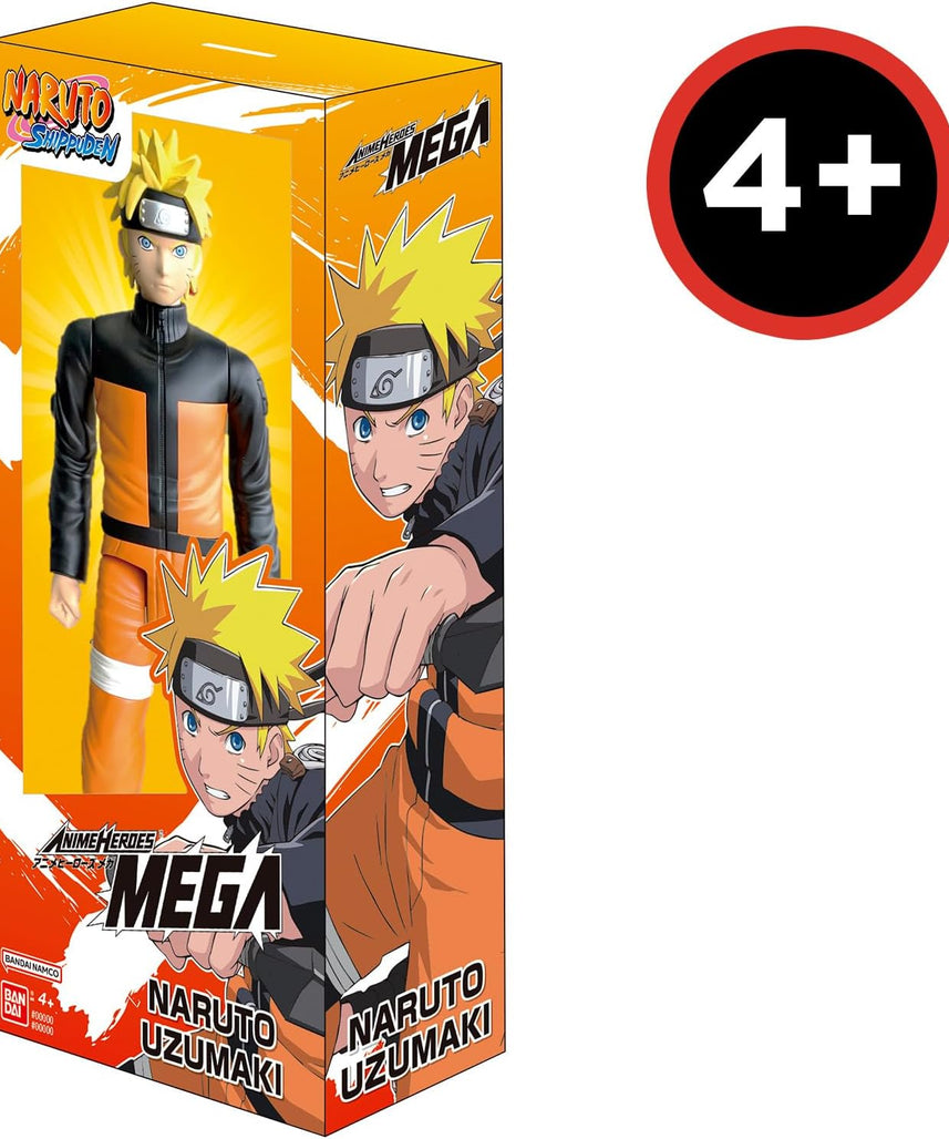 Bandai - Anime Heroes - Naruto Shippuden - Manga Figure Anime Heroes Mega 30 cm - Naruto Uzumaki - Official Naruto Licence - Large Articulated Naruto Figure - Toy for Children from 4 Years - 38151