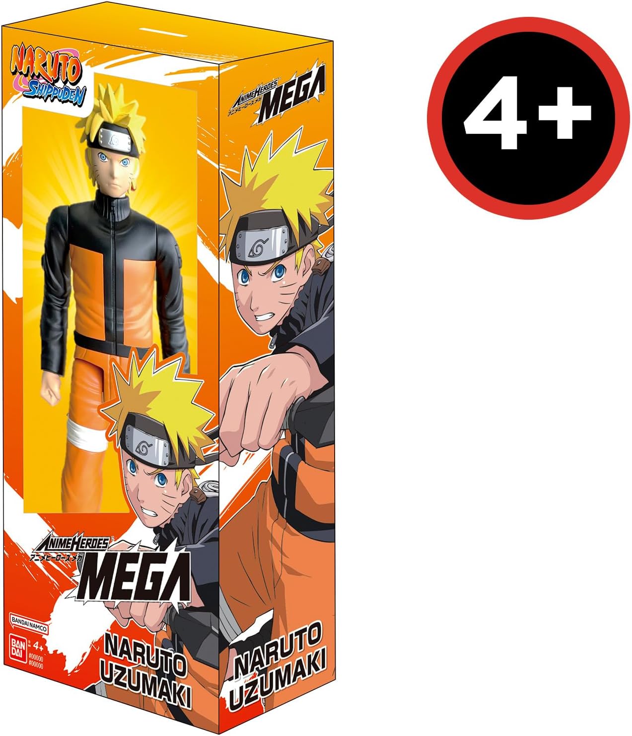 Bandai - Anime Heroes - Naruto Shippuden - Manga Figure Anime Heroes Mega 30 cm - Naruto Uzumaki - Official Naruto Licence - Large Articulated Naruto Figure - Toy for Children from 4 Years - 38151