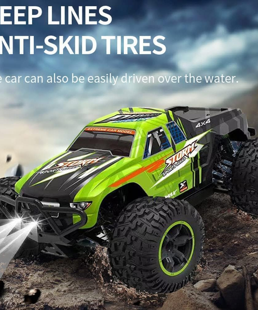 Crazon 2.4GHz RC High Speed Off Road Truck 1:10 Scale 4WD Remote Control Car RTR, 55kmh Fast Racing Monster Truck with LED Lights, Assorted Color, Ages 14+