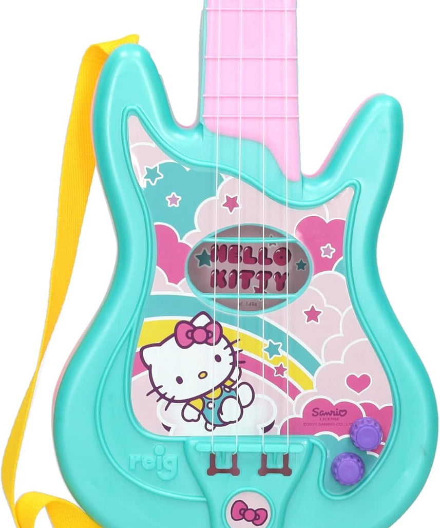 Hello Kitty Microphone and Guitar Set for Kids, Complete Musical Toy with Adjustable Mic Stand and Speaker, Pretend Play Instrument for Boys and Girls, 3Y+ Years