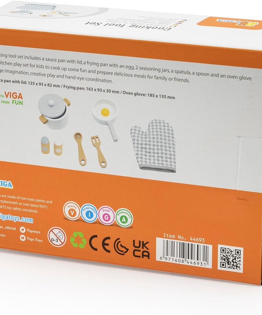 Viga 44693 Wooden Cooking Tool Playset, Grey