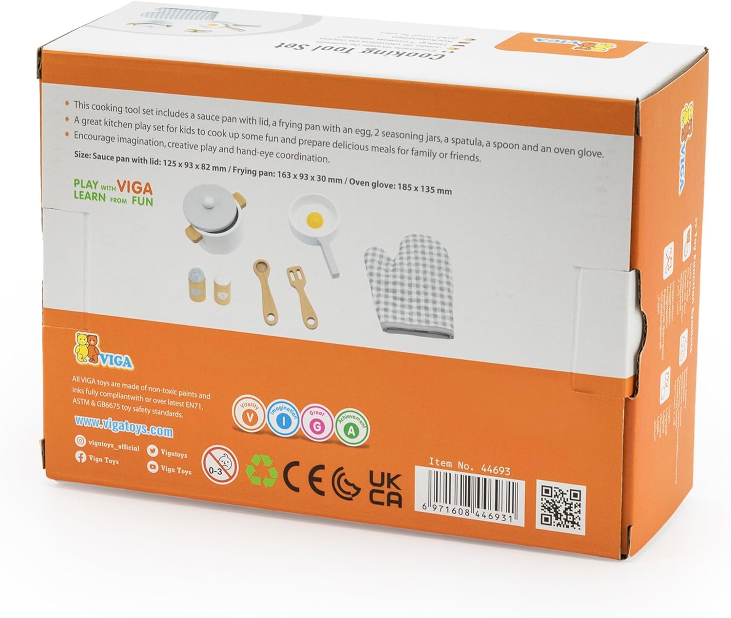 Viga 44693 Wooden Cooking Tool Playset, Grey