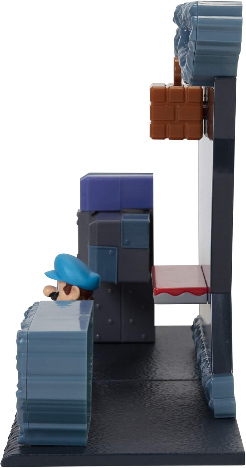 مجموعة ألعاب نينتندو سوبر ماريو أندرغراوند، مجسم ماريو الجليدي المفصل مقاس 2.5 بوصة، 5 قطع تفاعلية للبيئة، كتلة طوب مع فطر منبثق