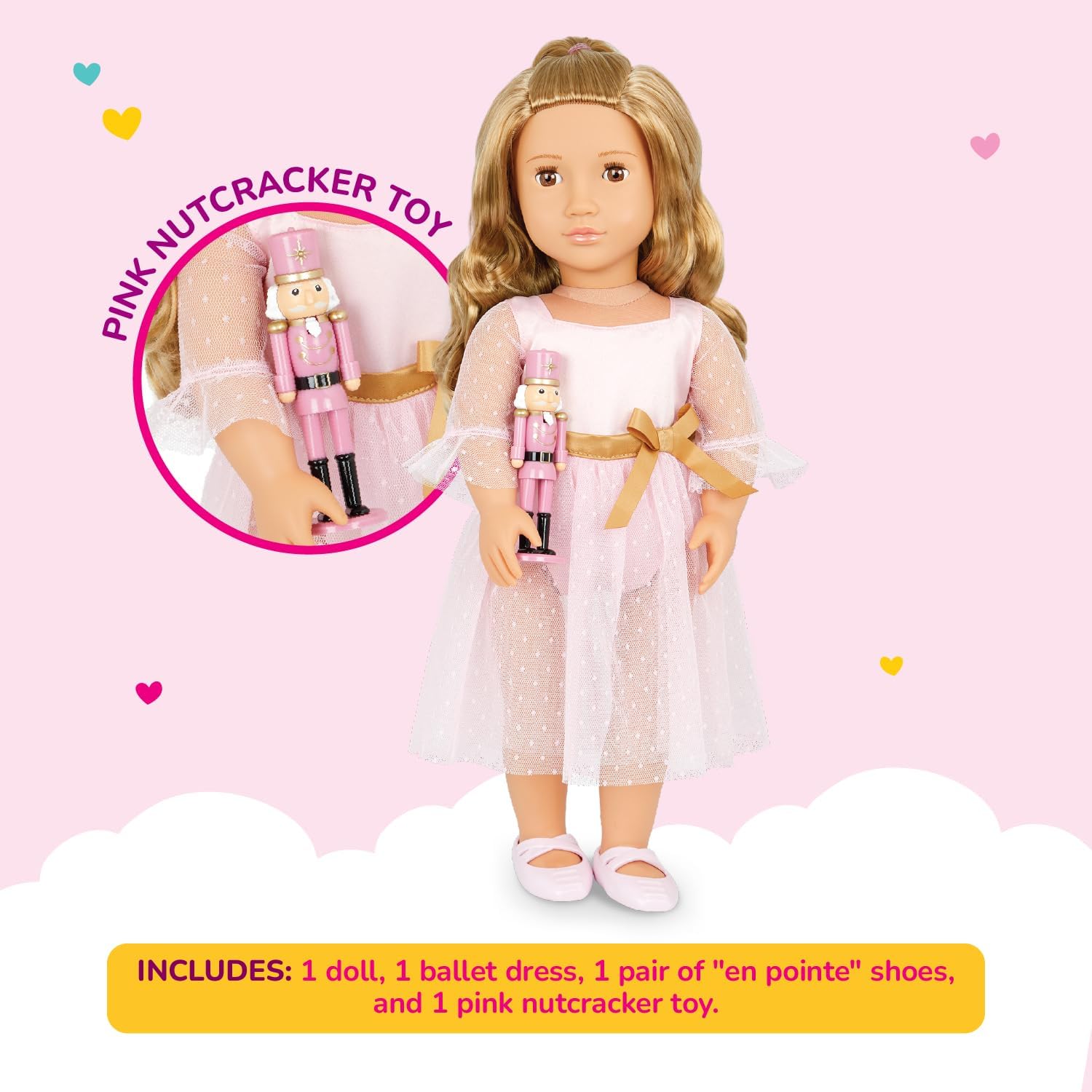 Our Generation Natasha Doll with Pink Dress and Nutcracker, Multicolor