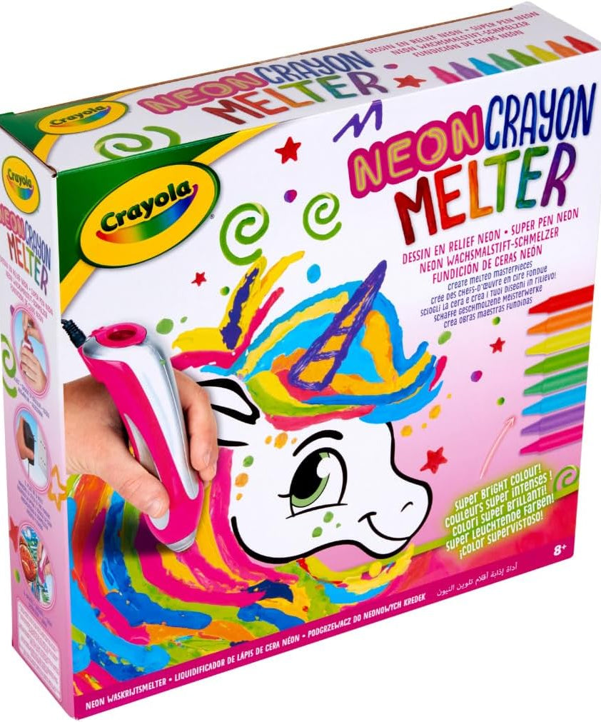 CRAYOLA - Super Pen Unicorn Neon Wax Crayons Melting Game and Relief Designs, Creative Activity and Gift for Children, Age 8+, 25-0510