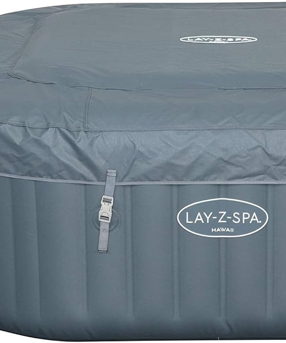 Bestway Lay-Z-Spa Hawaii HydroJet Pro Inflatable Spa 71" x 71" x 28" (1.80m x 1.80m x 71cm), 6-Person Square Hot Tub with HydroJet™ & AirJet™, Freeze Shield™ – Ages 18+