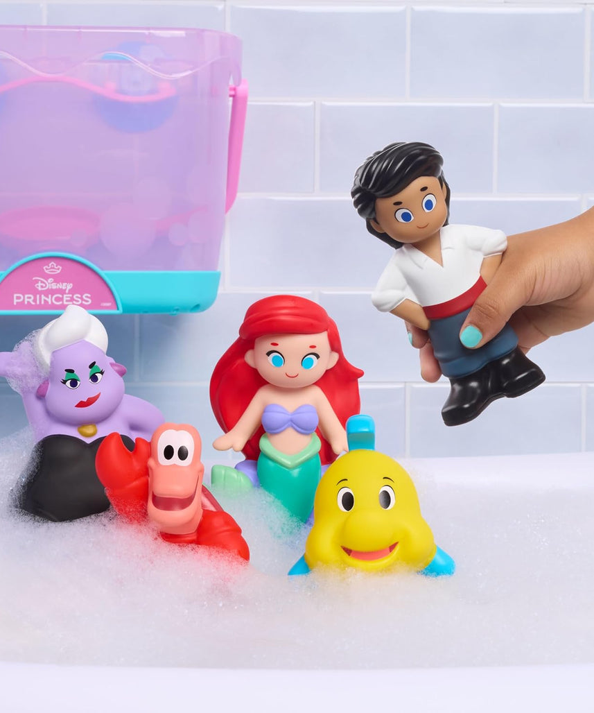 Disney The Little Mermaid Bath Caddy, 6-pieces, 5 Bath Toy Figures