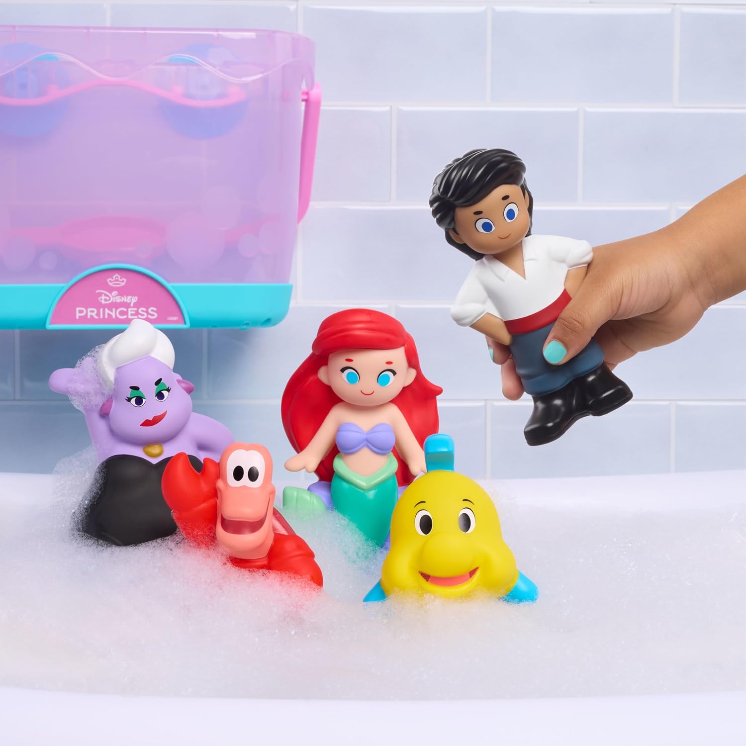 Disney The Little Mermaid Bath Caddy, 6-pieces, 5 Bath Toy Figures