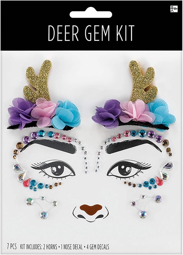 amscan Deer Face Gem Kit | Self-Adhesive | 1 Set