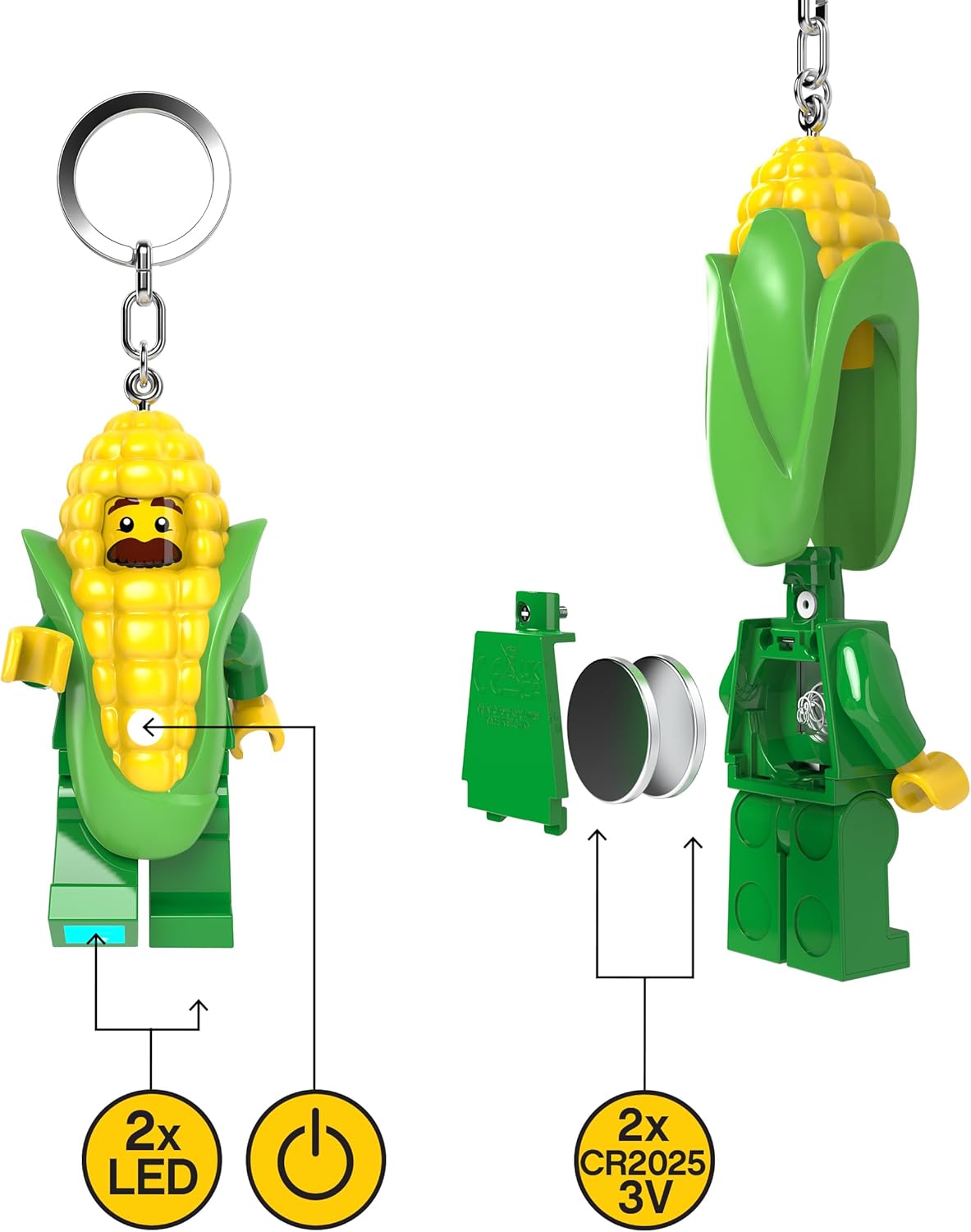 Lego Minifigures - Large 3 Inch Tall Figure Keychain Light - Corn Cob Guy (KE242H)