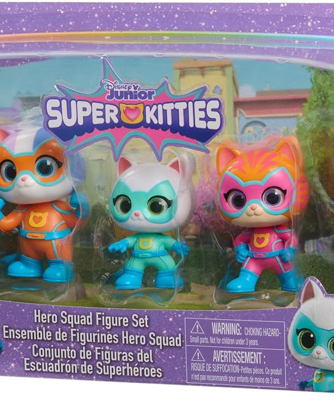 Disney Junior SuperKitties Hero Squad 5-Piece Figure Set by Just Play, Kids Toys for Ages 3+