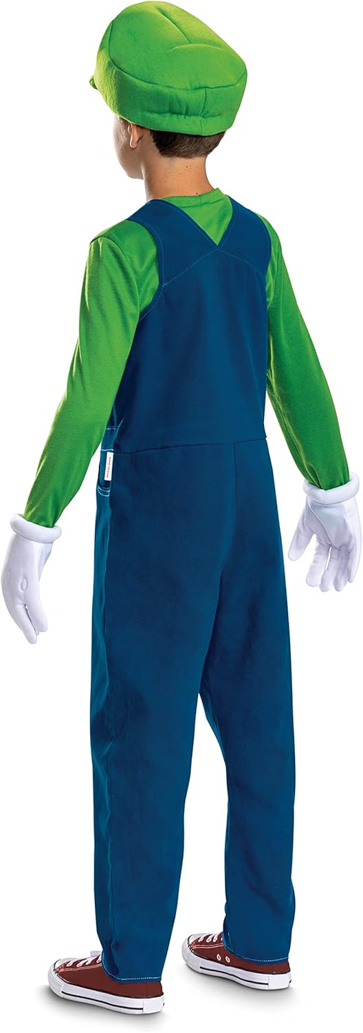Disguise Luigi Costume for Kids, Official Super Mario Bros Costume and Accessories for Children, Size (4-6)