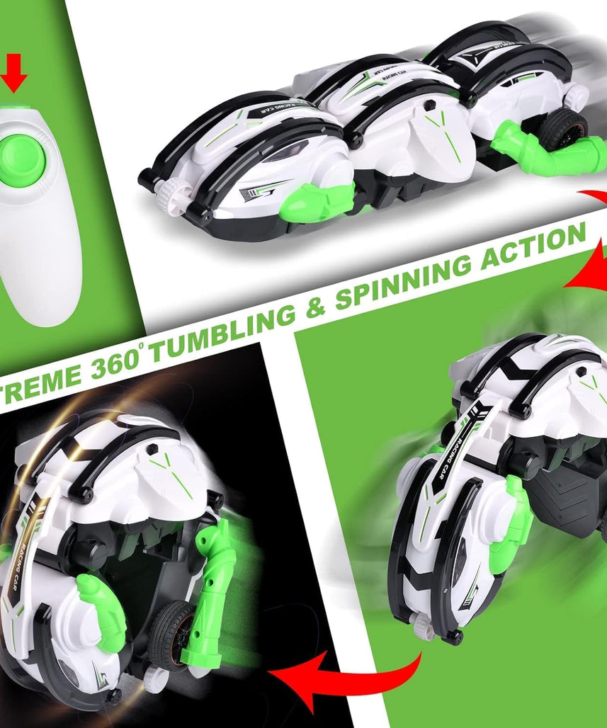 Crazon RC Stunt Car 360° Rolling Snake Car with LED Lights – Green
