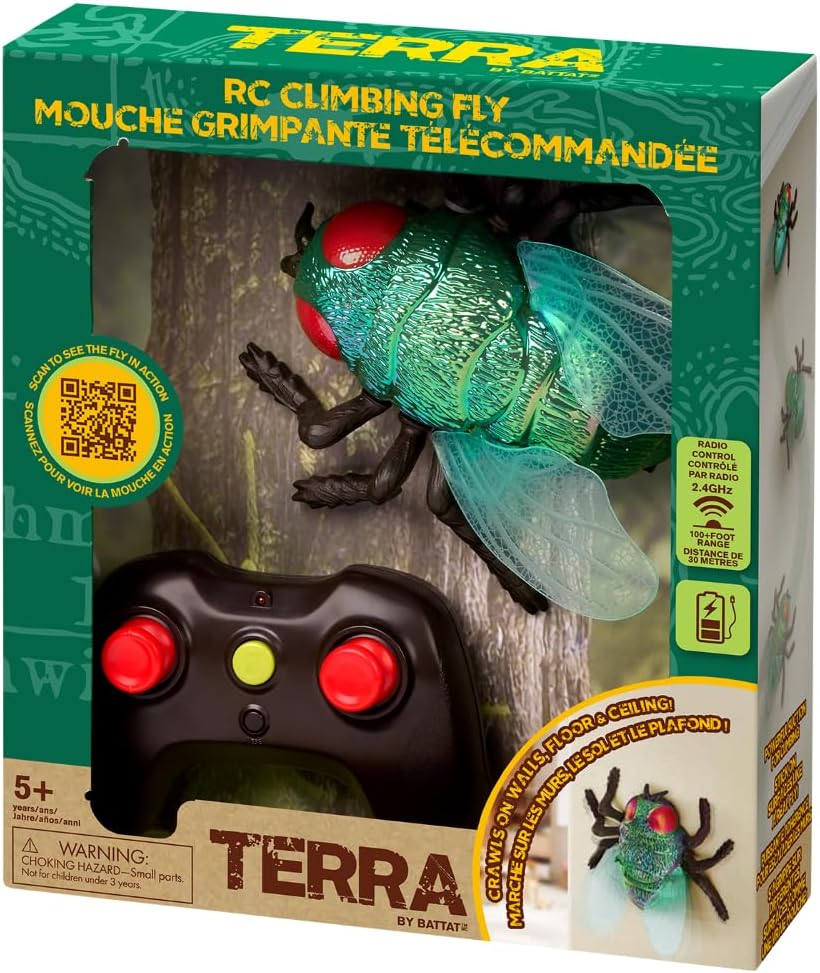 Terra RC Climbing Fly | Gravity-Defying Insect Toy | Crawls on Walls, Floor & Ceiling | Powerful Suction | Realistic Wings & Legs | Easy to Control | 3 Modes | Rechargeable | Ages 5+