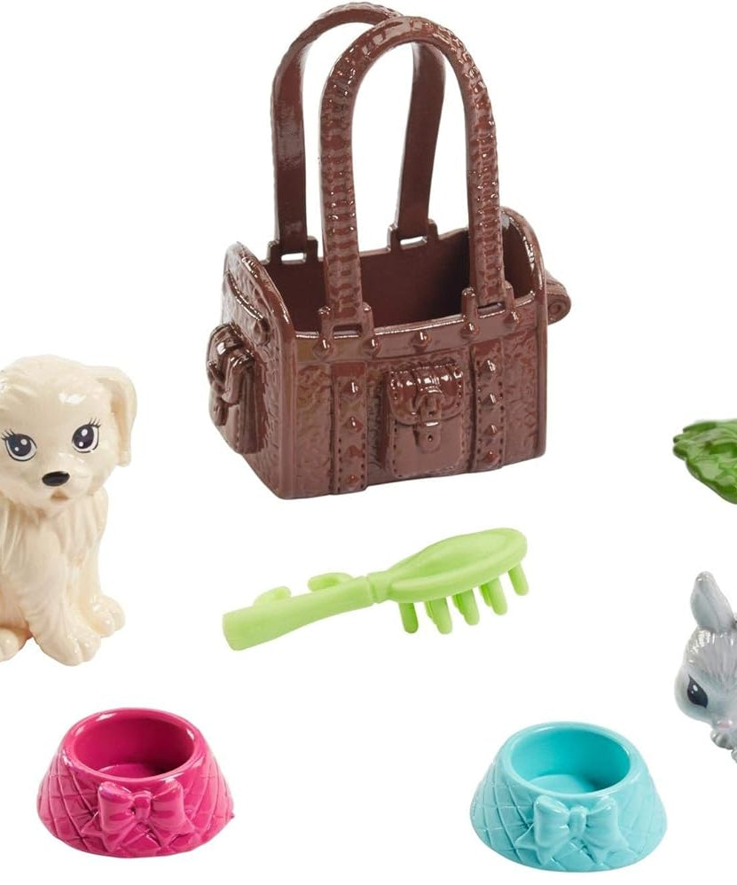 Barbie Doll With Puppy, Bunny And 7 Themed Pieces