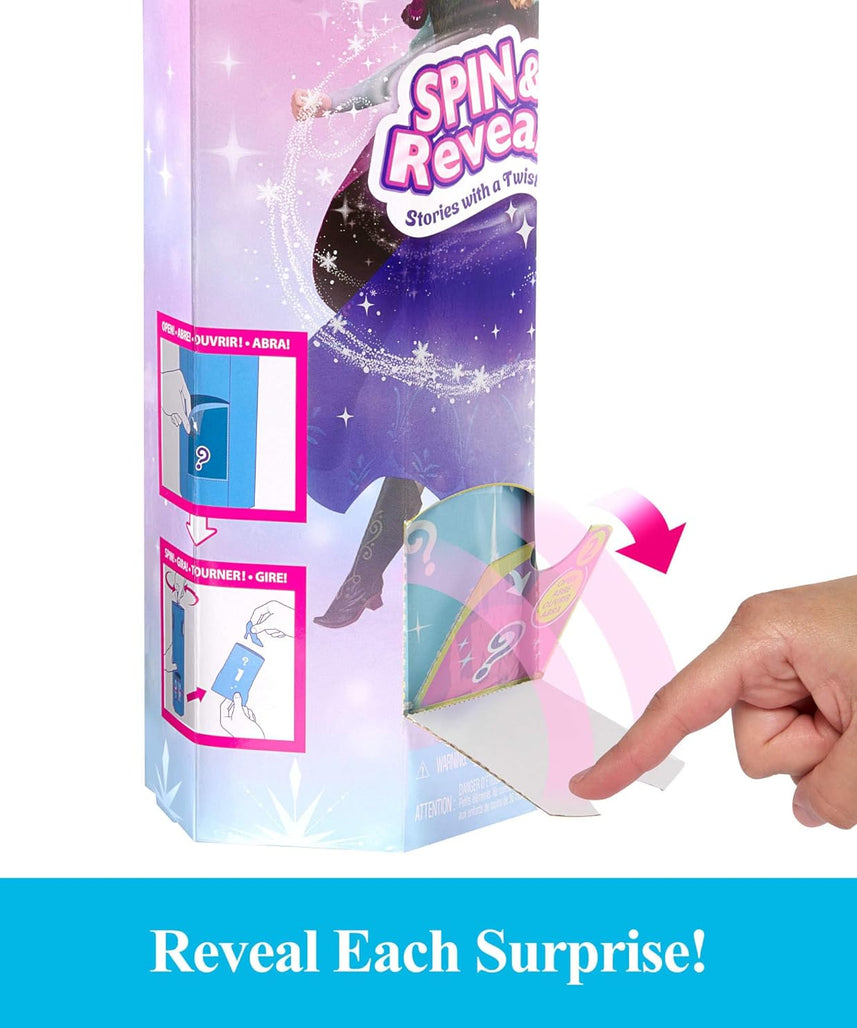 Mattel Disney Frozen Anna Fashion Doll Set Spin & Reveal with 11 Surprises Including 5 Accessories, 5 Stickers and a Play Scene Inspired by Disney Movie JBG60