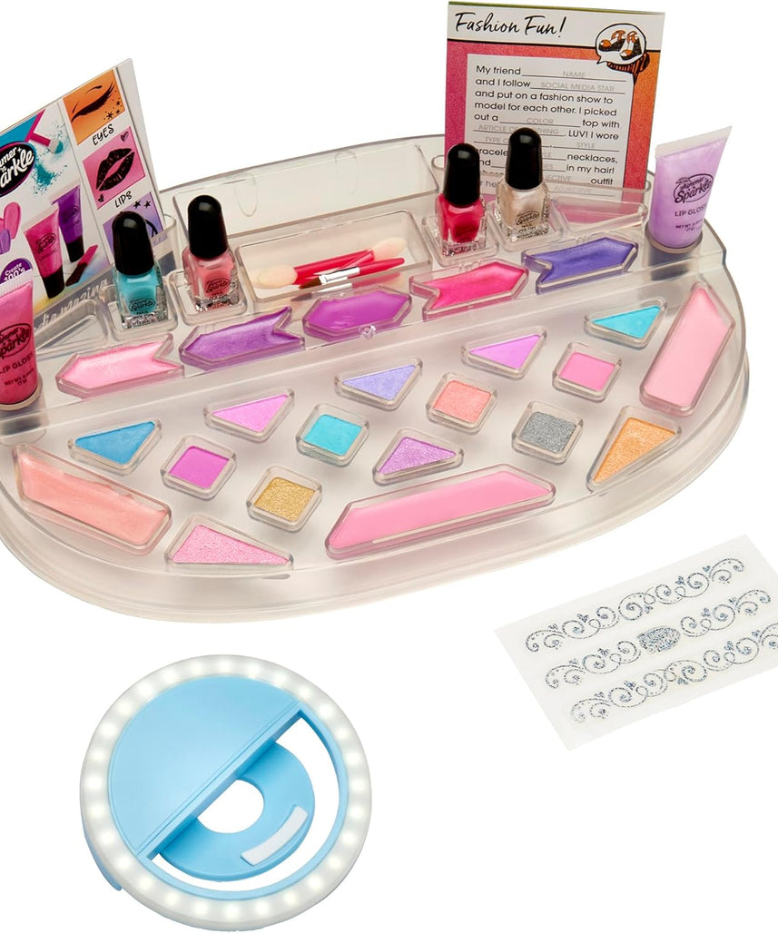 Shimmer N Sparkle Light-Up Beauty Studio, SNS-17346, Selfie Makeup Kit, Phone Holder, USB Charging, Girls Toy