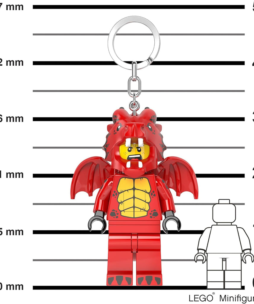LEGO Minifigures Large 3 Inch Tall Figure Keychain Light - Dragon Suit Guy (KE196H), Red, Large - 3 inches tall