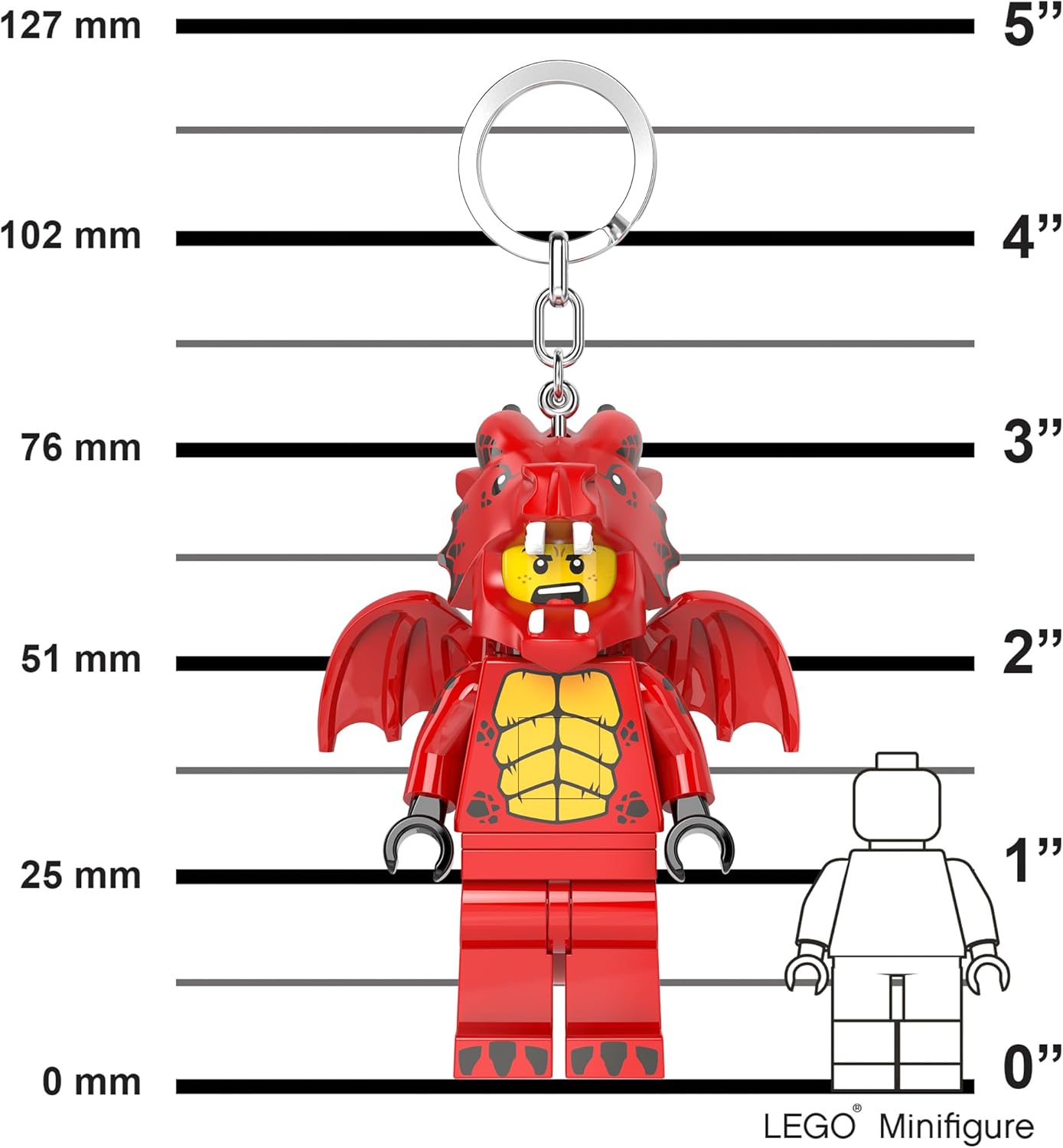 LEGO Minifigures Large 3 Inch Tall Figure Keychain Light - Dragon Suit Guy (KE196H), Red, Large - 3 inches tall