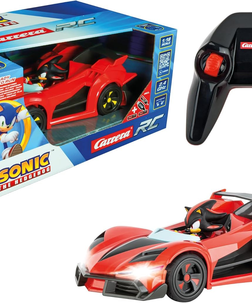 سيارة سونيك ريسينغ شادو من فريق RC، بمقياس 1:18، بتردد 2.4 جيجاهرتز، مزودة بمصابيح LED، وملصقات قابلة للتعديل، وهيكل متين، وسرعة عالية، ومرخصة رسميًا من SEGA، هدية للأطفال من عمر 6 سنوات فما فوق