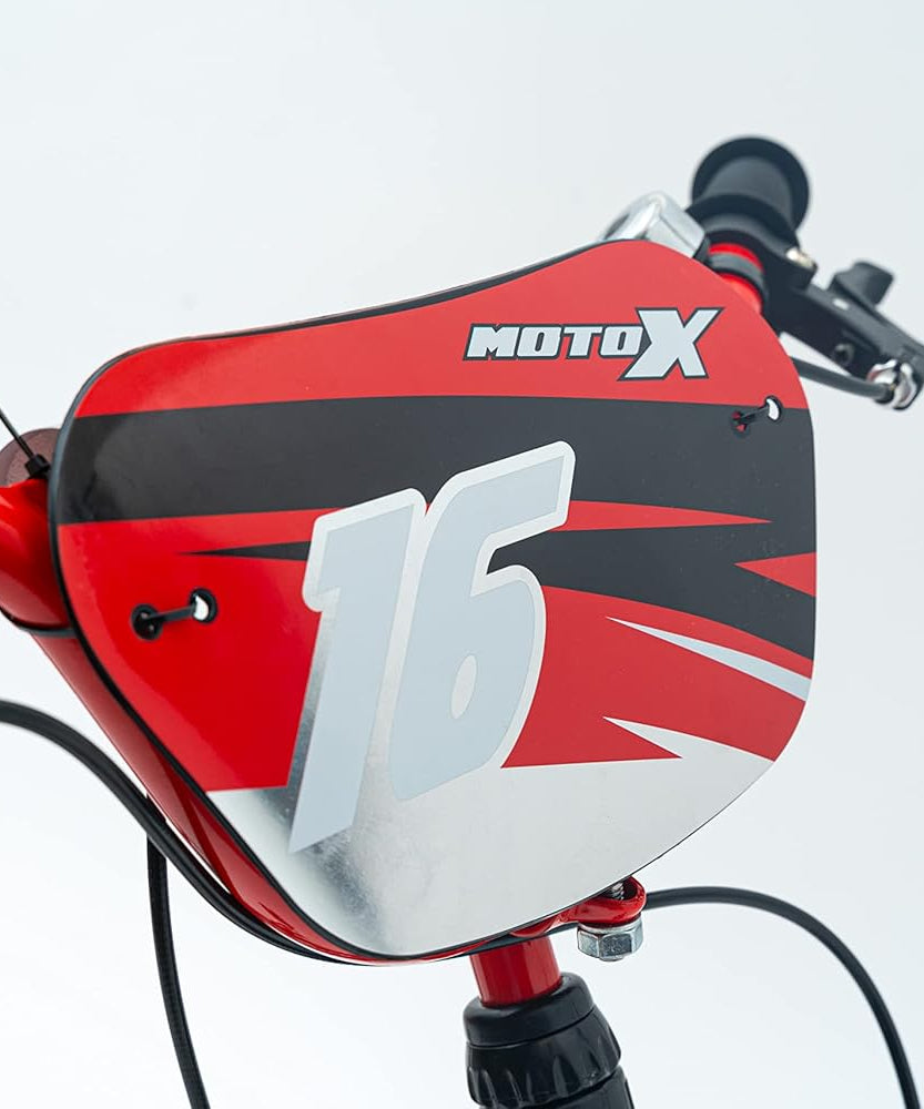 Huffy Moto X 16 Inch Kids Bike, Black, Unisex Youth Bicycle with Stabilisers, BMX Styling, Quick Connect Assembly, Ages 5-7