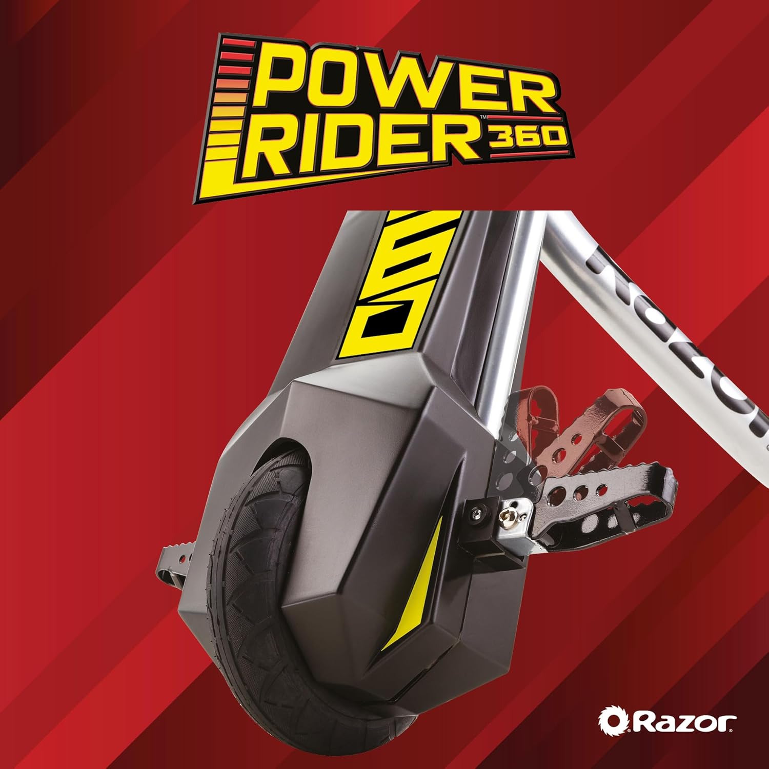 دراجة ثلاثية العجلات الكهربائية Razor PowerRider 360 للأطفال من سن 8 سنوات فما فوق، 12 فولت مع دواسة وقود بزر ضغط، سرعة تصل إلى 9 أميال في الساعة، مدة تشغيل 30 دقيقة، دوران 360 درجة وانزلاق، أقصى وزن للراكب 120 رطلاً