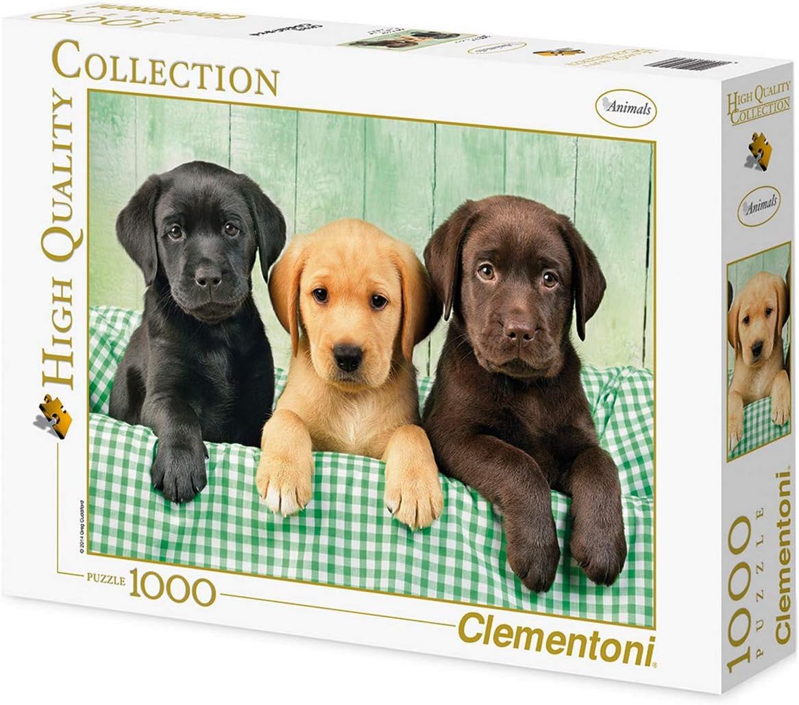 Clementoni 39279 Three Labrador Babies - Puzzle 1000 Pieces, Colourful Tile Game for the Whole Family, Adult Puzzle from 14 Years