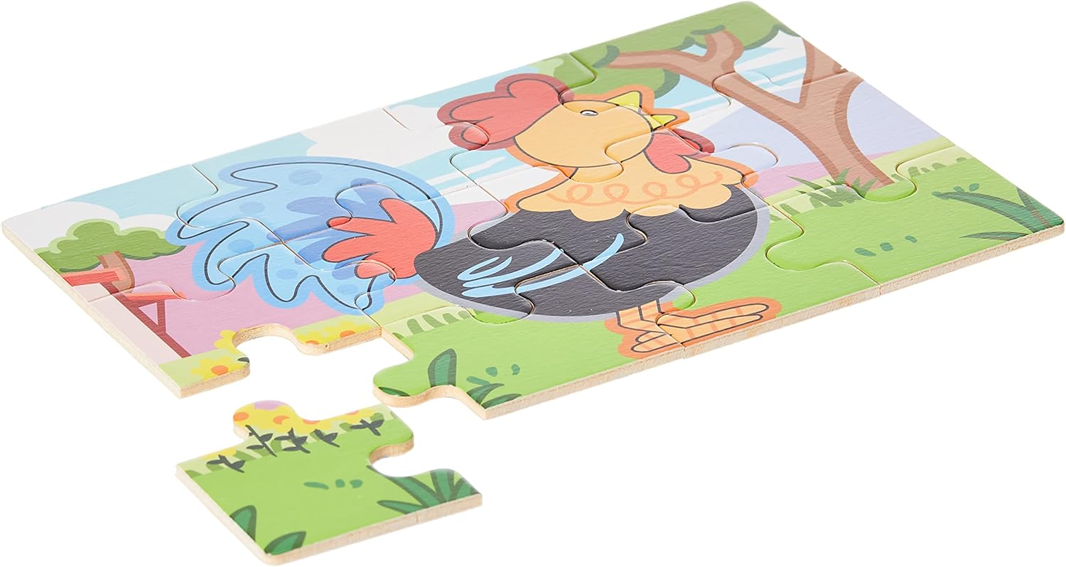 مجموعة فيجا فارم، أحجية الصور المقطوعة من 48 قطعة، لعبة مونتيسوري الخشبية، تنمي المهارات الحسية والإدراكية والحركية الدقيقة، لعبة تعليمية للأطفال غير سامة وصديقة للبيئة، مناسبة للأولاد والبنات من عمر سنتين فما فوق