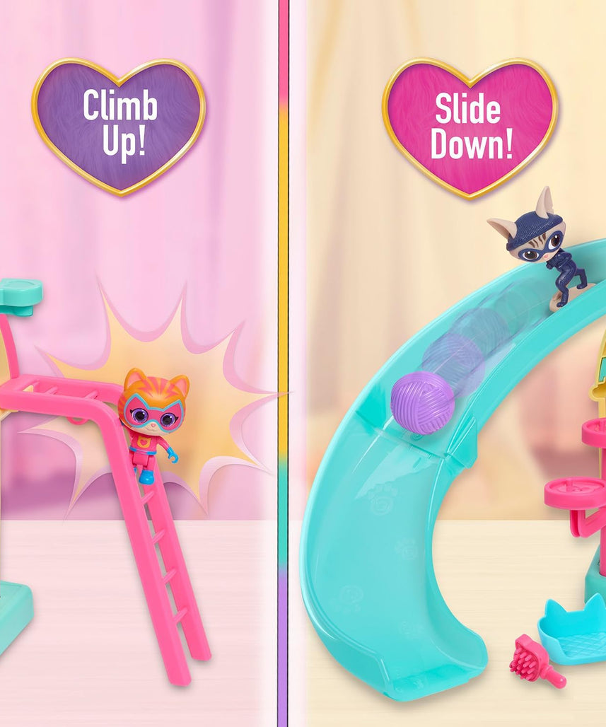 Just Play Disney Junior SuperKitties Purr N Play Playset, Lights and Sounds, 51 cm Playset, 10 Pieces, Kids 3+