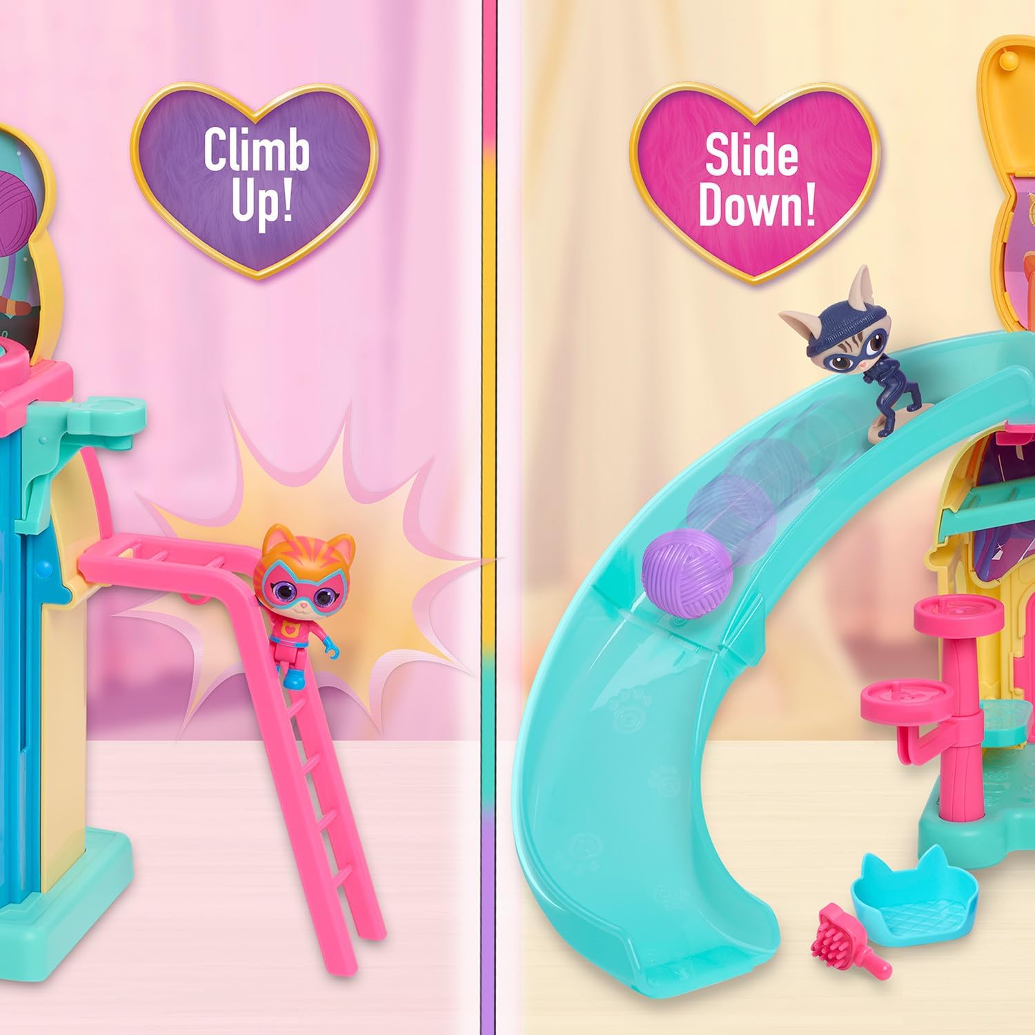 Just Play Disney Junior SuperKitties Purr N Play Playset, Lights and Sounds, 51 cm Playset, 10 Pieces, Kids 3+