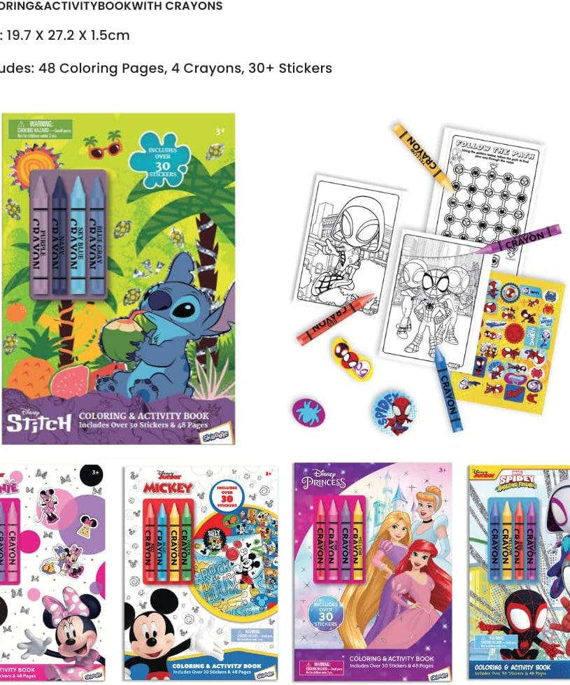 Skoodle Stitch Disney Coloring and Activity Book with Crayons for Kids, Multicolor